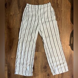NIC+ZOE Linen Blend Pants, Size 2, White Striped